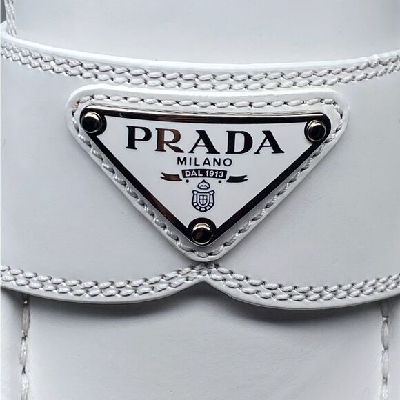 Prada Spazzolato Logo Platform Leather Loafers size 39.5 - Picture 5 of 14